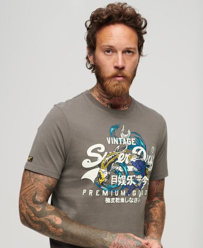 Men's Japanese Vintage Logo Graphic T-Shirt Dark Grey - Size: L - Superdry - Modalova