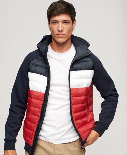 Men's Hooded Storm Hybrid Padded Jacket Navy / Eclipse Navy/red - Size: S - Superdry - Modalova