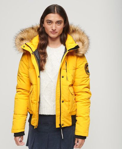 Women's Hooded Everest Puffer Bomber Jacket Yellow / Utah Gold Yellow - Size: 10 - Superdry - Modalova