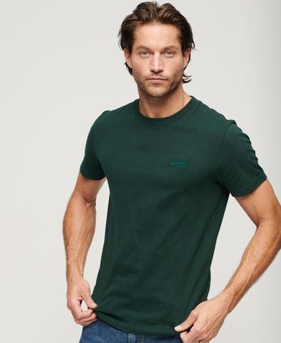Mens Slim Fit Embroidered Logo Organic Cotton Essential T-Shirt, Green, Size: XL - Superdry - Modalova