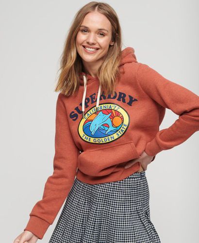 Women's Travel Postcard Graphic Hoodie Orange / Spiced Orange Marl - Size: 10 - Superdry - Modalova