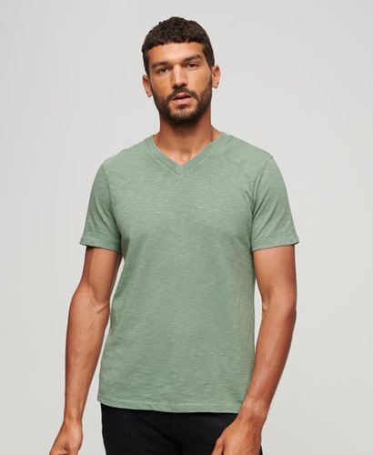 Men's V Neck Slub T-shirt Green / Laurel Khaki - Size: L - Superdry - Modalova