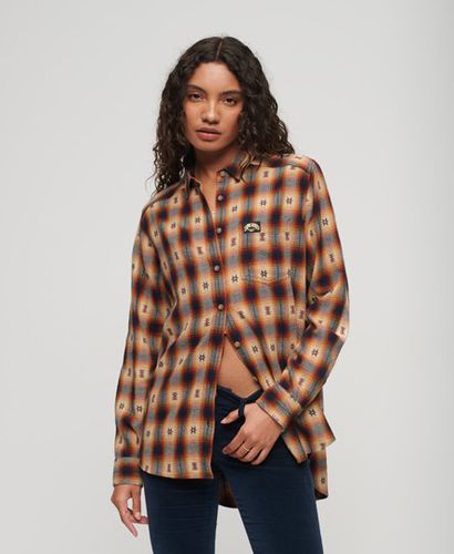 Women's Check Oversized Shirt, Brown, Red and Black, Size: 12 - Superdry - Modalova