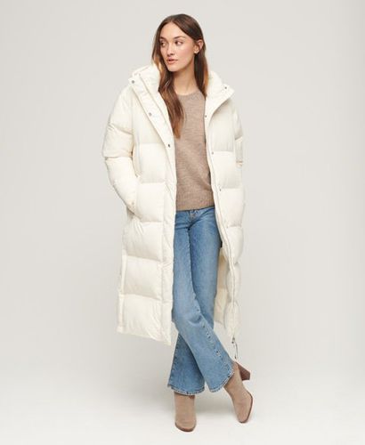 Women's Hooded Longline Puffer Coat / Off - Size: 10 - Superdry - Modalova