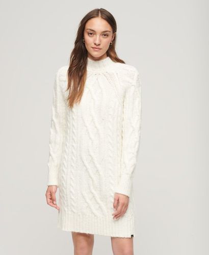 Women's Cable Knit Mock Neck Jumper Dress White / Off White - Size: 10 - Superdry - Modalova
