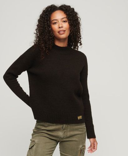 Women's Essential Mock Neck Jumper Brown / Bitter Chocolate Brown - Size: 14 - Superdry - Modalova