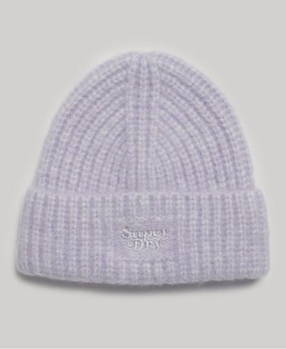 Women's Rib Knit Beanie Hat Purple / Purple Heather - Size: 1SIZE - Superdry - Modalova