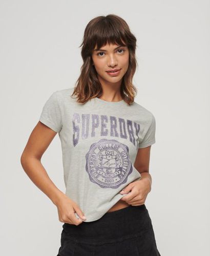 Women's Collegiate Graphic T-Shirt / Glacier Grey Marl - Size: 10 - Superdry - Modalova