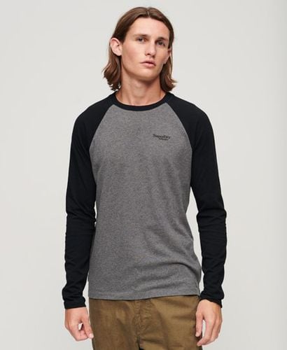 Men's Essential Baseball Long Sleeve Top Dark Grey / Rich Charcoal Marl/Black - Size: XL - Superdry - Modalova