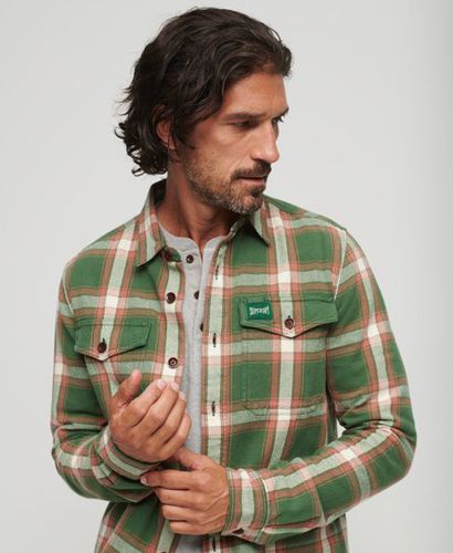 Men's Organic Cotton Worker Check Shirt / Work Check - Size: L - Superdry - Modalova
