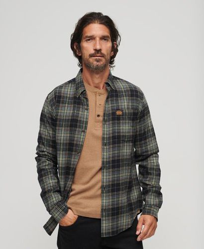 Men's Long Sleeve Cotton Lumberjack Shirt Black / Drayton Check Black - Size: L - Superdry - Modalova