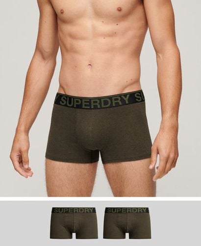 Men's Organic Cotton Trunk Double Pack Khaki / Winter Khaki Grit - Size: L - Superdry - Modalova