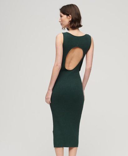 Women's Backless Knitted Midi Dress Green / Eagle Green - Size: 10 - Superdry - Modalova