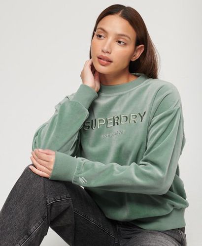 Damen Velours-Sweatshirt mit Rundhalsausschnitt und Grafik - Größe: 36 - Superdry - Modalova
