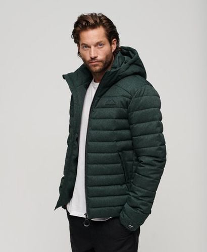 Men's Hooded Fuji Herringbone Jacket Green / Academy Dark Green Herringbone - Size: L - Superdry - Modalova