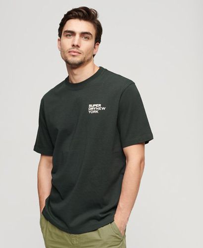 Men's Luxury Sport Loose T-Shirt Green / Academy Dark Green - Size: S - Superdry - Modalova