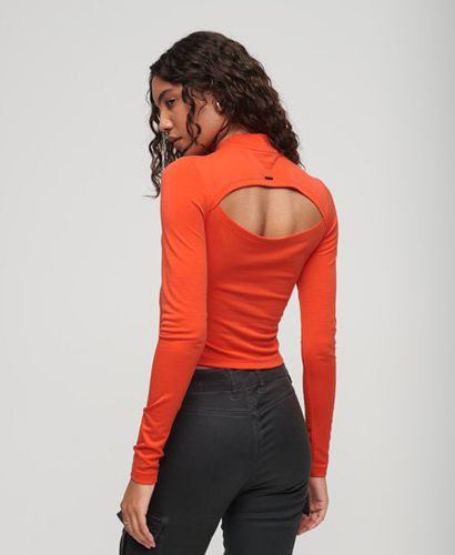 Women's Long Sleeve Open Back Top Orange / Grenadine Orange - Size: 12 - Superdry - Modalova