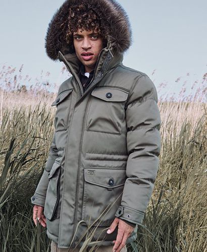 Men's Chinook Faux Fur Parka Coat / Dusty Olive - Size: L - Superdry - Modalova