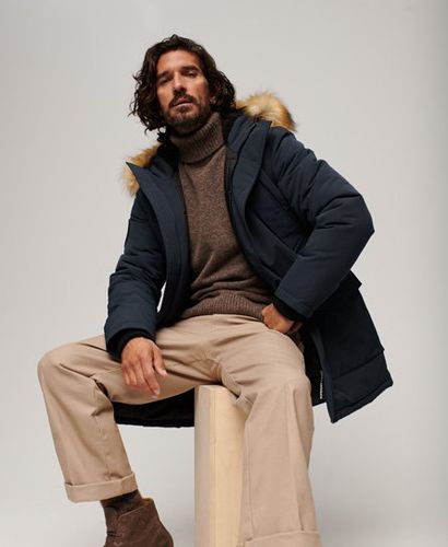 Men's Everest Faux Fur Hooded Parka Coat / Nordic Chrome - Size: L - Superdry - Modalova