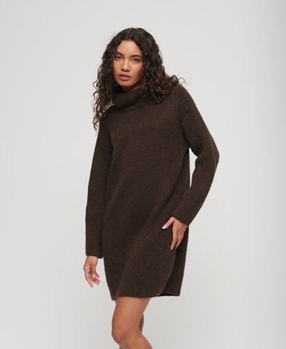 Women's Loose Fit Knitted Roll Neck Jumper Dress, Brown, Size: 14 - Superdry - Modalova