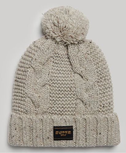 Women's Cable Knit Beanie Hat Beige / Oaty Beige Fleck - Size: 1SIZE - Superdry - Modalova