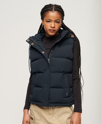 Women's Everest Hooded Puffer Gilet Navy / Eclipse Navy - Size: 8 - Superdry - Modalova