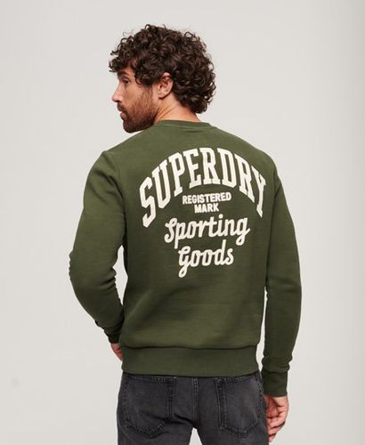 Men's Athletic Script Flock Sweatshirt Green / Surplus Goods Olive Green - Size: L - Superdry - Modalova