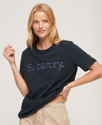 Women's Tonal Embroidered Logo T Shirt Navy / Eclipse Navy - Size: 12 - Superdry - Modalova