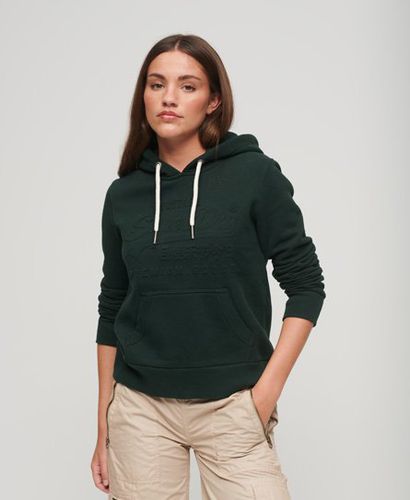 Women's Embossed Vintage Logo Hoodie Green / Academy Dark Green - Size: 10 - Superdry - Modalova