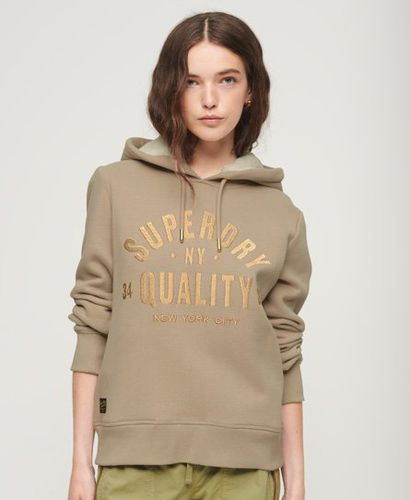 Women's Luxe Metallic Logo Hoodie Light Grey / Warm Grey - Size: 8 - Superdry - Modalova