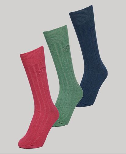 Women's Organic Cotton Unisex Core Rib Crew Sock 3 Pack / Cerise Marl - Size: XS/S - Superdry - Modalova