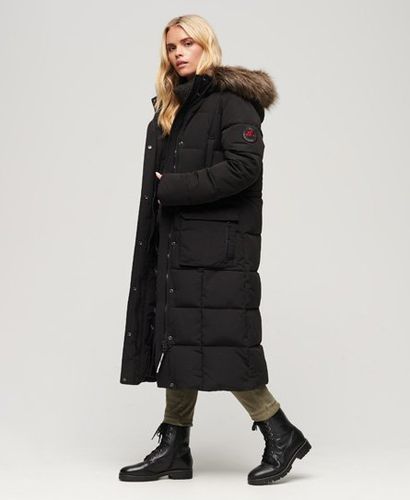 Women's Everest Longline Puffer Coat Black / Jet Black - Size: 12 - Superdry - Modalova