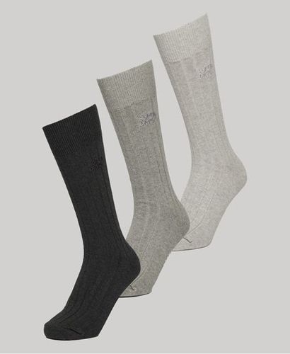 Women's Organic Cotton Unisex Core Rib Crew Sock 3 Pack / Charcoal Marl - Size: S/M - Superdry - Modalova
