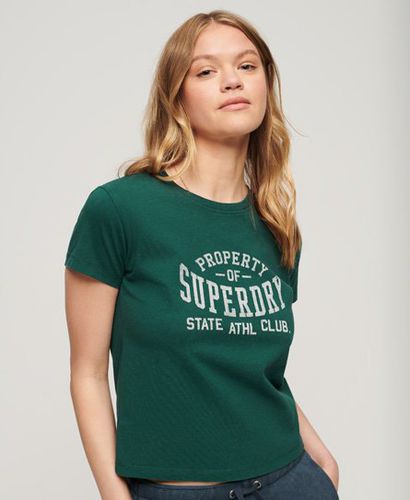Women's Athletic Essentials Graphic 90s T-Shirt Green / Dark Pine Green - Size: 8 - Superdry - Modalova