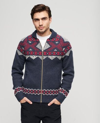 Men's Zip Through Knit Cardigan Blue / Navy Multi - Size: L - Superdry - Modalova