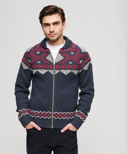 Men's Zip Through Knit Cardigan Blue / Navy Multi - Size: M - Superdry - Modalova