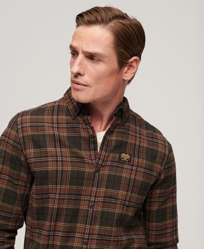 Men's Long Sleeve Cotton Lumberjack Shirt Green / Drayton Check Olive - Size: L - Superdry - Modalova