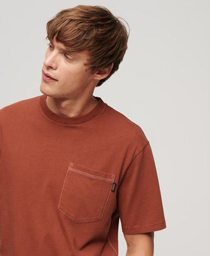 Men's Contrast Stitch Pocket T-Shirt Orange / Smoked Cinnamon Orange - Size: S - Superdry - Modalova