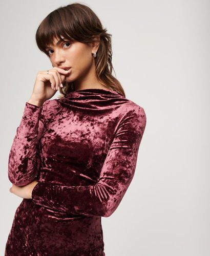 Women's Velvet Long Sleeve Mini Dress / Maroon Crush - Size: 12 - Superdry - Modalova