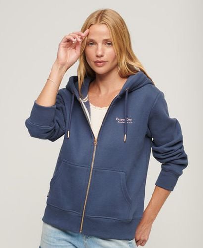 Women's Essential Logo Zip Hoodie Navy / Mariner Navy - Size: 6 - Superdry - Modalova