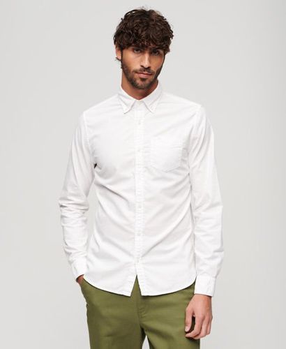 Men's Organic Cotton Long Sleeve Oxford Shirt / Optic - Size: L - Superdry - Modalova