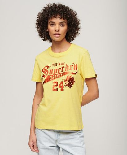 Women's Chinese New Year Graphic T-Shirt Yellow / Pale Lemon - Size: 10 - Superdry - Modalova