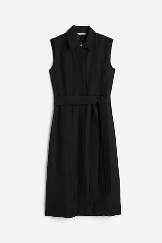 Blusenkleid aus Leinenmix Schwarz, Alltagskleider in Größe 32. Farbe: - H&M - Modalova