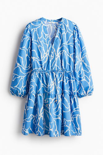 Kleid mit Kordelzügen Blau/Gemustert, Alltagskleider in Größe XS. Farbe: - H&M - Modalova