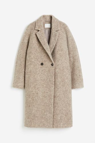 Zweireihiger Mantel aus Wollmix Beige/Fischgrätmuster, Mäntel in Größe L. Farbe: - H&M - Modalova