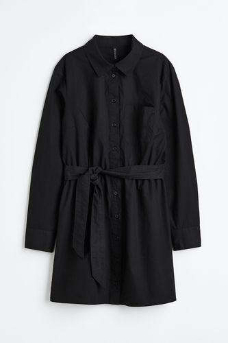 Blusenkleid mit Bindegürtel Schwarz, Alltagskleider in Größe XXS. Farbe: - H&M - Modalova