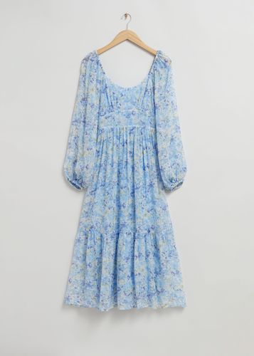 Midikleid aus Chiffon mit tiefem Ausschnitt Blau/Blumendruck, Alltagskleider in Größe 36. Farbe: - & Other Stories - Modalova