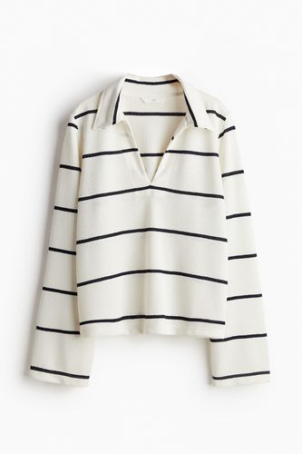 Jerseyshirt mit Struktur Weiß/Marineblau gestreift, Tops in Größe L. Farbe: - H&M - Modalova