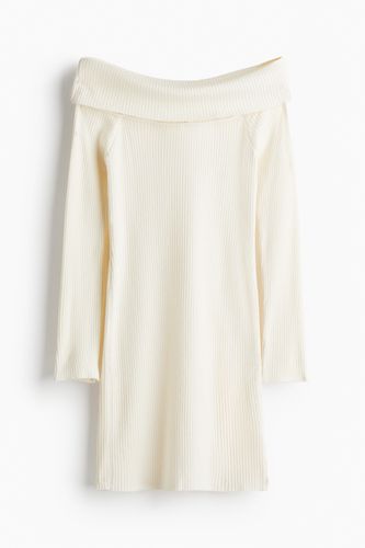 Schulterfreies Kleid in Rippstrick Cremefarben, Alltagskleider Größe S. Farbe: - H&M - Modalova