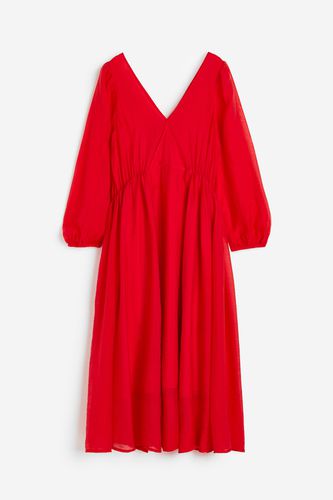 Kleid mit V-Neck und Ballonärmeln Rot, Alltagskleider in Größe S. Farbe: - H&M - Modalova